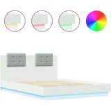 vidaXL Bettgestell mit Kopfteil und LED-Leuchten Weiß 140x200 cm