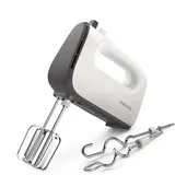 Philips Handmixer – 450W, 5 Geschwindigkeitsstufen + Turbo-Funktion, konisch geformte Quirle, Knethaken, grau (HR3741/00)