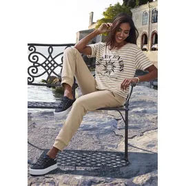 H.I.S. H.I.S T-Shirt Damen camelfarben gestreift Gr.32/34