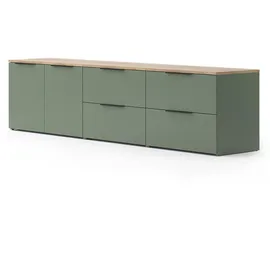 Vicco Wohnwand, Wido, Grün/Sonoma, 3 Teile, (80 x 40 x 50 cm, Wohnzimmer, Wohnwände, Anbauwände