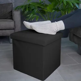 Intirilife Faltbarer SCHWARZ Textil, 38x38x38 cm Wohnzimmer, Hocker, Sitzhocker