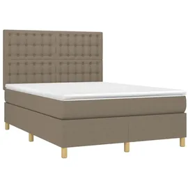 vidaXL Boxspringbett mit Matratze & LED Taupe 140x200 cm Stoff