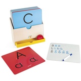Janod - - Schreiben lernen - Lernspiel aus Holz Babys und Kleinkinder - Buchstaben und Lesen lernen- Farbe auf Wasserbasis - Ab 3 Jahren, J05074