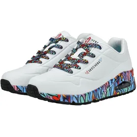 SKECHERS Uno Damen Plateau-Sneaker Weiß/Mehrfarbig 38