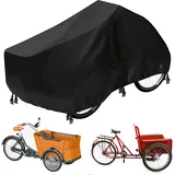 MOZMY Lastenrad Abdeckung Lastenfahrrad Abdeckung Wasserdichte 420D Oxford Fahrradgarage für Lastenrad UV-Schutz Reißfest, Schutzhülle für Fahrradanhänger - 220x100x105 cm