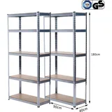 Grafner Grafner® Lagerregal 2er Set 180x90x40 cm 2 Schwerlastregale mit 10 Böden max. 1750 kg Metall verzink