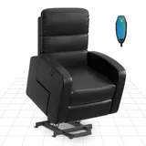 FLEXISPOT Relaxsessel, Massagesessel, Aufstehsessel, Schlafsessel, Elektrischer Fernsehsesssel mit Aufstehhilfe, Heizfunktion für Senioren (Schwarz)