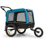 KLARFIT Fahrradkinderanhänger Husky Vario 2-in-1 Hundeanhänger, Hund Fahrradanhänger Hundewagen Anhänger Fahrrad Hundefahrradanhänger blau