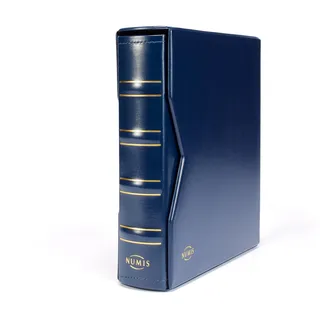 Leuchtturm Münzalbum Numis Classic inkl. Schutzkassette & 5 Hüllen für Münzen mit Ø 44, 34, 25, 17 mm - blau