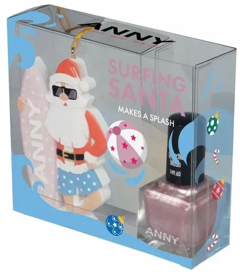 XMAS Set Surfing Santa Makes a Splash 47 = Nail Polish Galactic Blue 15 ml + Surfiig Santa Makes a Splash Kugel