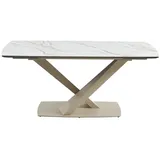 Vente-Unique Esstisch, Beige, Weiß, Keramik, Glas, 6-Sitzer, Rechteckig, 220x76x90 cm, Esszimmer, Tische, Esstische