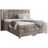 Fun Möbel Boxspringbett Elektrisch Bett DORES 140x200cm in Stoff Fresh Macchiato