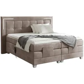 Fun Möbel Boxspringbett Elektrisch Bett DORES 140x200cm in Stoff Fresh Macchiato