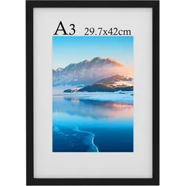 luxuskollektion DTXDTech A3 Holz Bilderrahmen Schwarz 29,7x42cm DIN A3