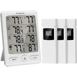 Geevon Funk Thermometer Innen Außen Mit 3 Fernsensoren, Thermometer Hygrometer F