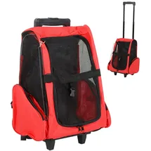 PawHut Hundetrolley für Tiere Trolley 2-in-1 Haustierrucksack Rot 42 x 25 x 55cm