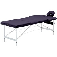 vidaXL Massagetisch Klappbar 3 Zonen mit Tragetasche Therapie Massageliege Massagebank Kosmetikliege Therapieliege Massage Liege Aluminium Lila