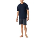 SCHIESSER Herren Schlafanzug kurz Rundhals - Nightwear Set, blau_159634, 48/ S