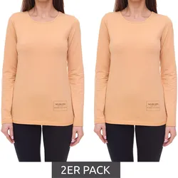 2er Sparpack OTTO products Langarm-Shirt nachhaltiges Damen Baumwoll-Shirt 25824245 Apricot - 44