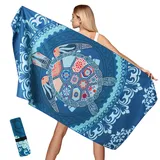 Aonext Strandtuch XXL100x200cm, Microfaser Handtücher Kompakt und Sandfest, Leicht und Schnelltrocknendes Handtuch, Wird mit Netztasche Geliefert, Badetuch für Strand, Gym, Travel, Strand, Sauna