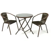 VCM Polyrattan Balkon-Set 3-tlg. dunkelbraun
