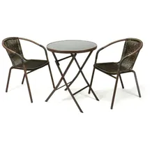 VCM Polyrattan Balkon-Set 3-tlg. dunkelbraun