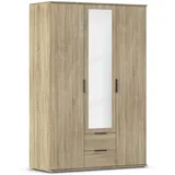 Rauch Möbel ESSEA Drehtürenschrank »Kleiderschrank Garderobe Schrank mit Stauraum, 3-türig, 1 Spiegeltüre, 2 Schubladen, Spiegel/Glas teilaufgelegt, Farbe Eiche Sonoma, Holz, 127x188x52cm
