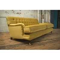 JVmoebel Chesterfield-Sofa Sofa 3 Sitzer Couch design Chesterfield Sitz Leder Textil Polster Neu, Die Rückenlehne mit Knöpfen. gelb
