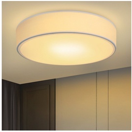 ZMH Deckenlampe Schlafzimmer - Rund Stoff Schlafzimmerlampe 3000K Warmweiß mit Stoffschirm Flurlampe für Wohnzimmer Küche Flur