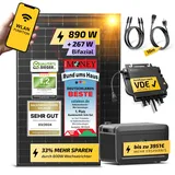 Solakon® 890W Balkonkraftwerk mit Speicher - Balkonkraftwerk 800W komplett Steckdose - neuester 800 Watt Wechselrichter - Growatt NOAH 2000 mit 2kWh - 445W bifaziale Solarmodule