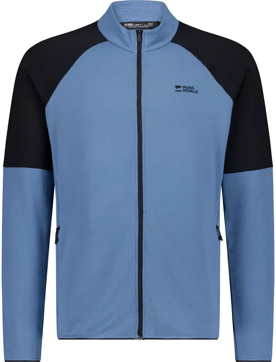 Mons Royale Mens Quad Merino Fleece Jacket horizon blue / black (223) L