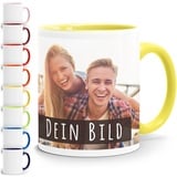 SpecialMe® personalisierte Fototasse mit eigenem Foto persönliches Geschenk Kaffeetasse mit Bild selbst gestalten inner-hellgelb Keramik-Tasse