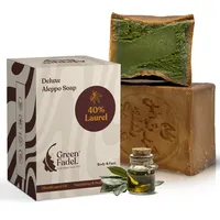 GREEN FADEL Aleppo Seife Original, 40% Lorbeeröl, 60% Olivenöl, 1 x ca. 200g (Deluxe), Olivenölseife, Naturseife, Kernseife, Handgemacht, Vegan