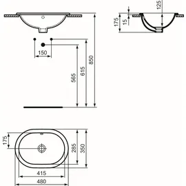 Ideal Standard Connect Einbauwaschtisch 48 x 35 cm (E504501)