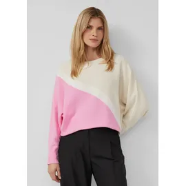 s.Oliver Feinstrickpullover mit Fledermausärmeln Pink / Weiß 4XL