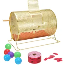 Vevor Lostrommel Glückskind 10.000 Lose oder 300 Tombola-Kugeln Fassungsvermögen, Professioneller Los-Drehkäfig aus Metall, Lotterie-Drehscheibe, Losbox für Lotteriespiele Golden