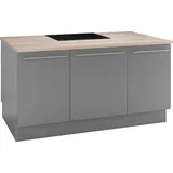 OPTIFIT Kücheninsel »Bern«, Stellbreite 160x95 cm mit höhenverstellbaren Füßen, mit Metallgriffen grau
