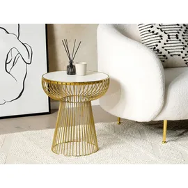 Beliani Beistelltisch Cheynes Marmor Gold