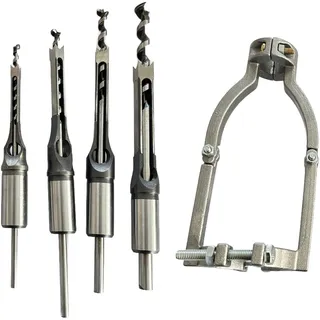 perfk Vierkantbohrer Festhalter Professioneller Festhalter für Handbohrmaschine Tischbohrmaschine mit 4 Bohrern, Spanndurchmesser 38-55MM, #B