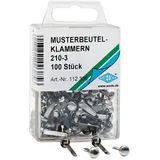 Wedo 112300 Musterbeutelklammern (Rundkopf 210-3 in SB-Klarsichtdose) 100 stück,