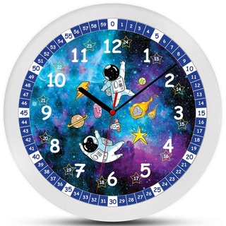 wall-art K&L Wall Art lautlose Astronauten Wanduhr leise Kinder Lernuhr 30cm für Junge Mädchen lustige Kinderuhr 30cm