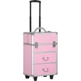 HOMCOM Kosmetikkoffer Trolley Make-up Koffer Kosmetikkoffer Vanity Verstellbarer Teleskopgriff 36L x 23B x 58H cm Alu ABS Rosa   Aosom