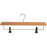 Hagspiel Kleiderbügel aus Holz, Hosenbügel, Natur lackiert (10 St. Hosenhalter Metallsteg + Klammern)