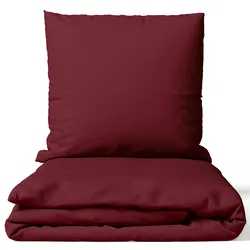 NYVI Bettwäsche Set DreamScience Mikrofaser Uni - Atmungsaktiv & Weich - Mit Reißverschluss 135x200 + 80x80 cm bordeaux