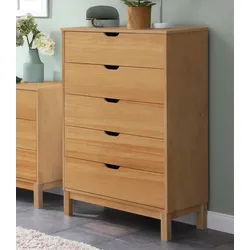 Kommode HOME AFFAIRE "Post", beige (natur), B:76cm H:113cm T:39cm, Massivholz, Sideboards, massives Kiefernholz, mit vielen Stauraummöglichkeiten, Breite 76 cm
