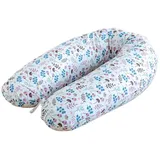 LOOLAY Schwangerschaftskissen - Stillkissen 170 cm - Seitenschläferkissen 100% Baumwolle - mit Abnehmbarem Bezug - Schwanger Kissen für Schlafen (Blumen Rosa)