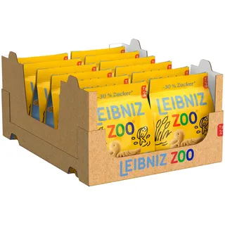 LEIBNIZ ZOO -30 % Zucker, 12er Pack, Butterkekse mit Motiven aus der Tierwelt, knusprige Kekse mit weniger Zucker, Großpackung als Vorrat oder zum Verkauf (12 x 125 g)