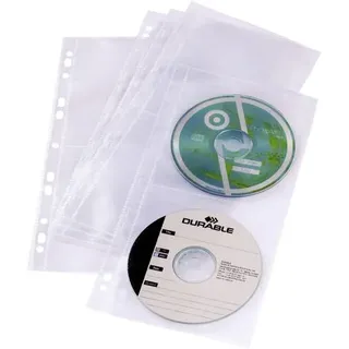 Durable 4fach CD/DVD Ordner-Hülle 4 CDs/DVDs/Blu-rays Polypropylen Transparent 5 St. 528219