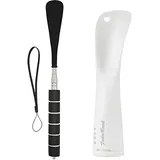 2 Stück Schuhlöffel mit Wandhalterung, Schwarz Schuhanzieher Lang Metall Edelstahl, Schuhlöffel Metall Lang, Weiß Schuhlöffel Klein, Universell - für Alle Schuhe, Fersen, Stiefel und Turnschuhe (1)