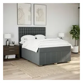 vidaXL Boxspringbett mit Matratze Dunkelgrau 160x200 cm Stoff